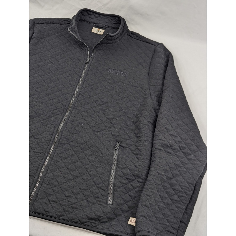 Marine Layer Belden Logo Full Zip Quilted Jacket in Black Size XXL